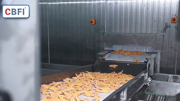 مجمد سريع مزدوج حلزوني بسعة طن واحد في الساعة لأقدام الدجاج