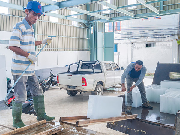 ماكينتان لإنتاج مكعبات الثلج بتقنية التبريد المباشر، سعة كل منهما 15 طن، لعميل إندونيسي